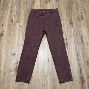 Soft Surroundings Women’s Patterned Stretch Ankle Pants Size Large Rose Wine